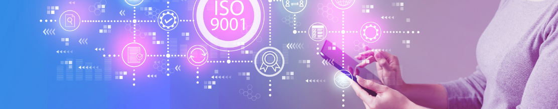ISO 9001 with business woman using a tablet computer